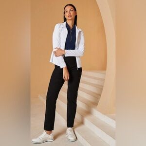 NWT Acegolfs More Than Basic Ruffle Golf Jacket, M and purple wristlet